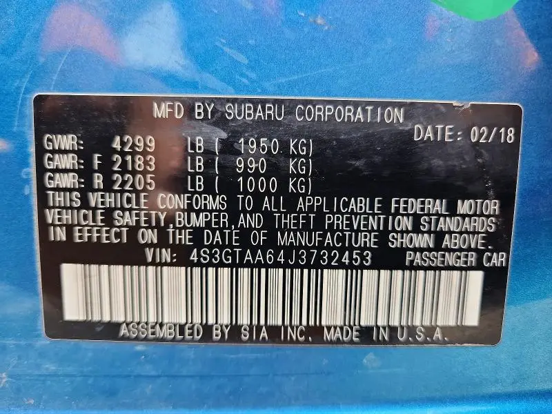 2018 SUBARU IMPREZA   