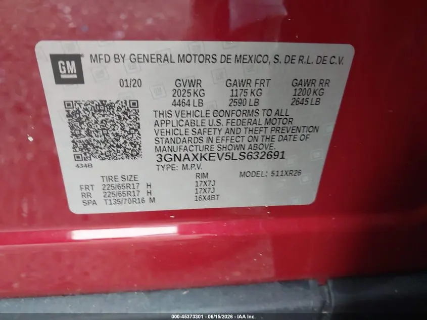 2020 CHEVROLET EQUINOX FWD LT 1.5L TURBO