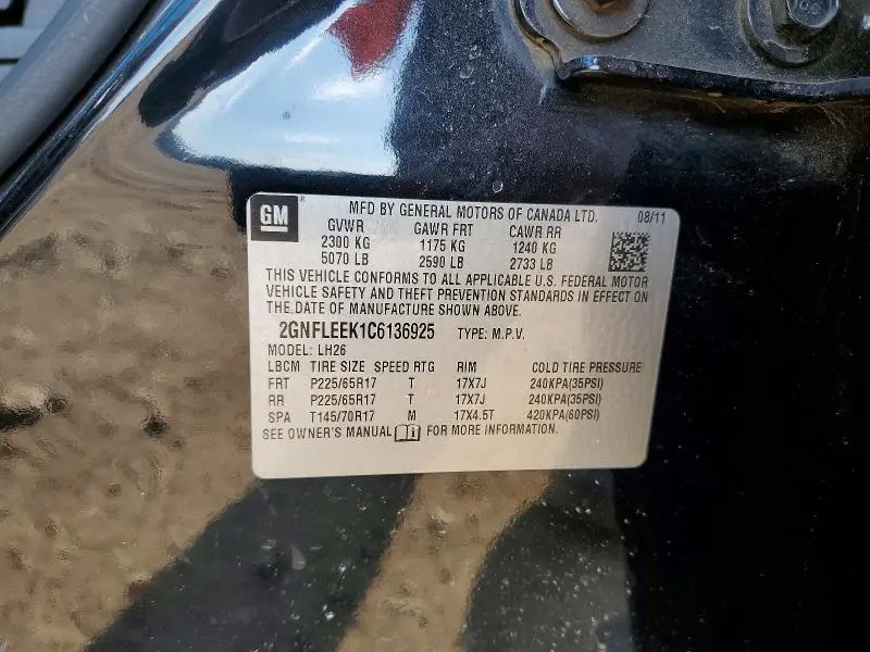 2012 CHEVROLET EQUINOX   