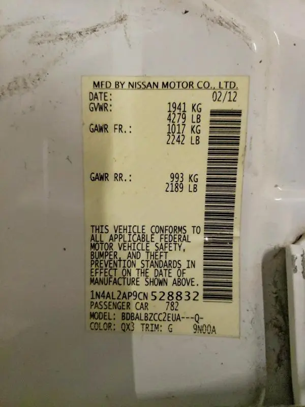 2012 NISSAN ALTIMA 2.5  