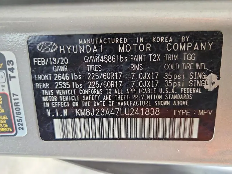 2020 HYUNDAI TUCSON SE  