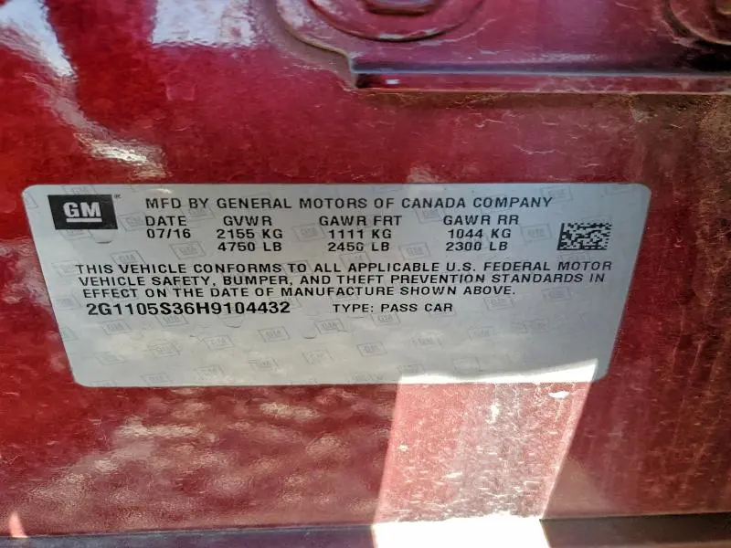 2017 CHEVROLET IMPALA LT  