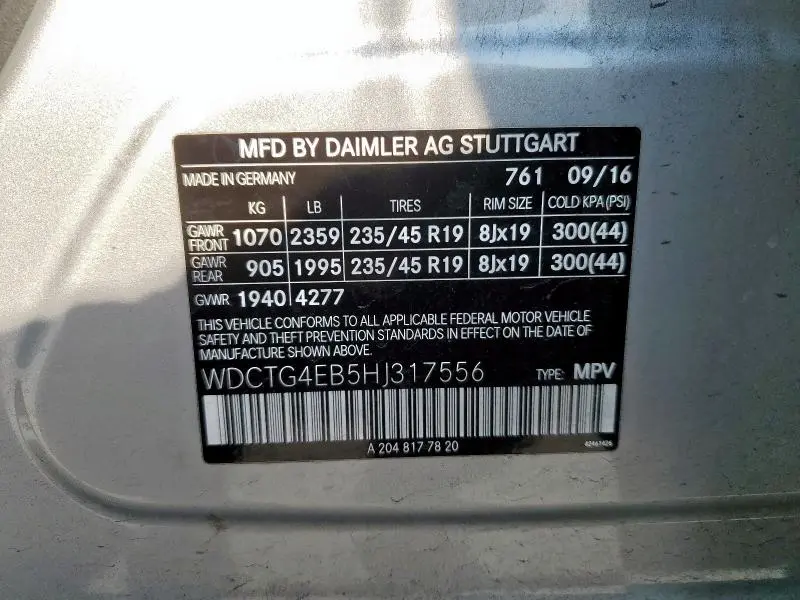 2017 MERCEDES-BENZ GLA 250  