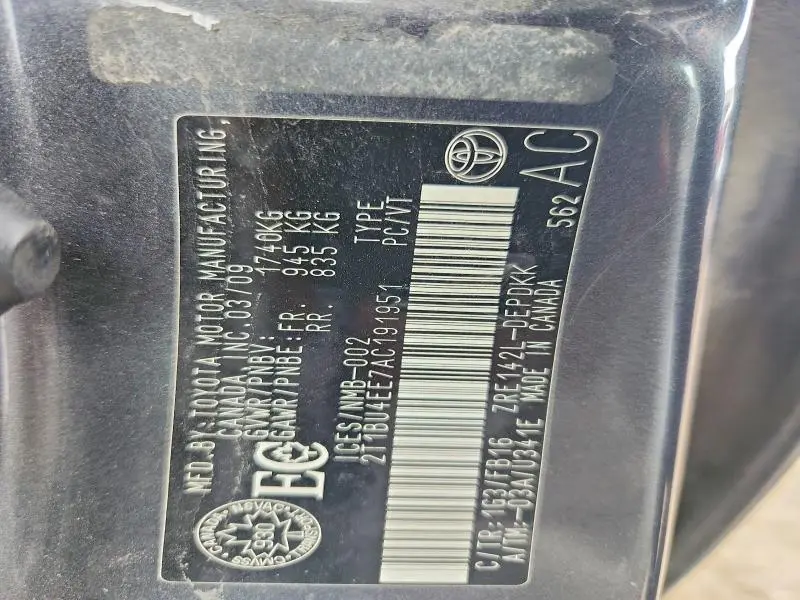 2010 TOYOTA COROLLA BASE  