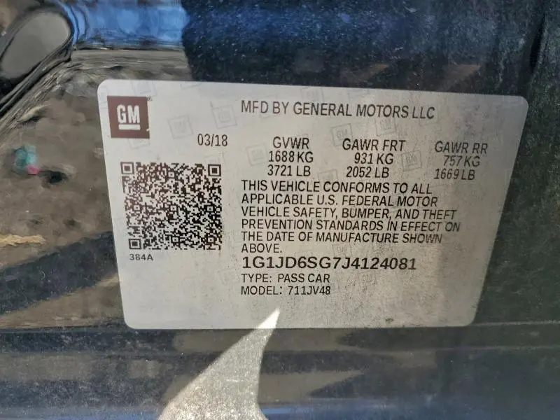 2018 CHEVROLET SONIC LT  