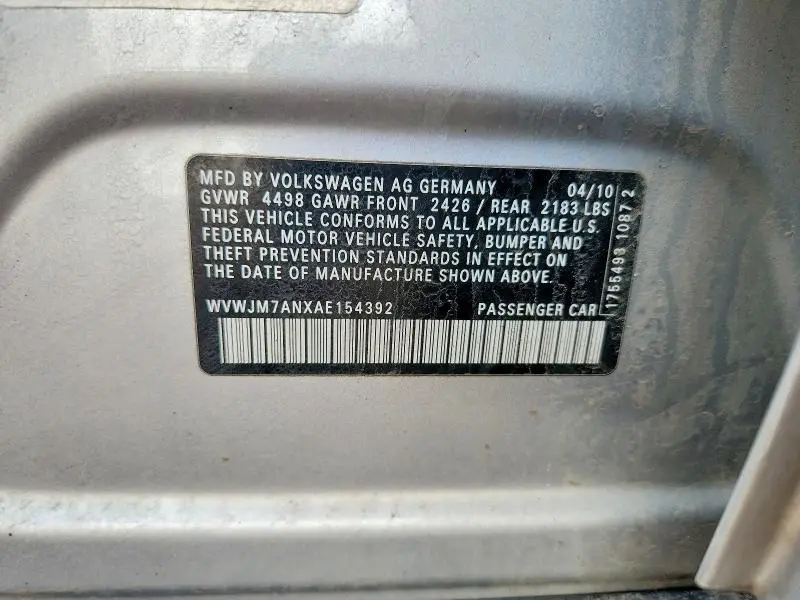 2010 VOLKSWAGEN PASSAT KOMFORT  
