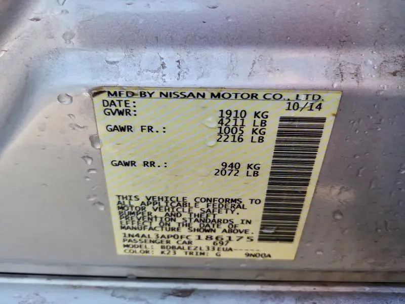 2015 NISSAN ALTIMA 2.5  