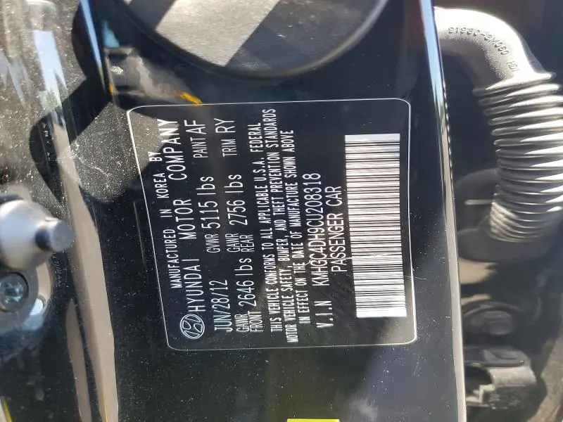 2012 HYUNDAI GENESIS 5.0L  