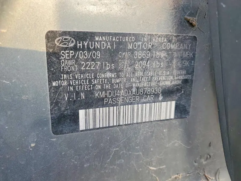 2010 HYUNDAI ELANTRA BLUE  