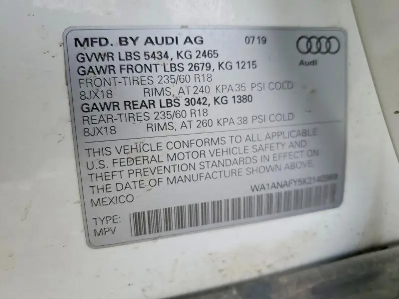 2019 AUDI Q5 PREMIUM  