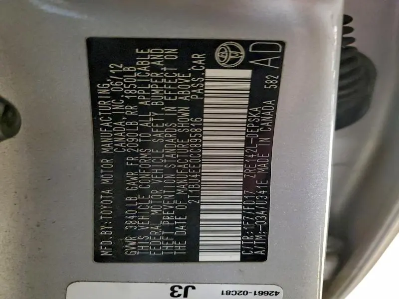 2012 TOYOTA COROLLA BASE  