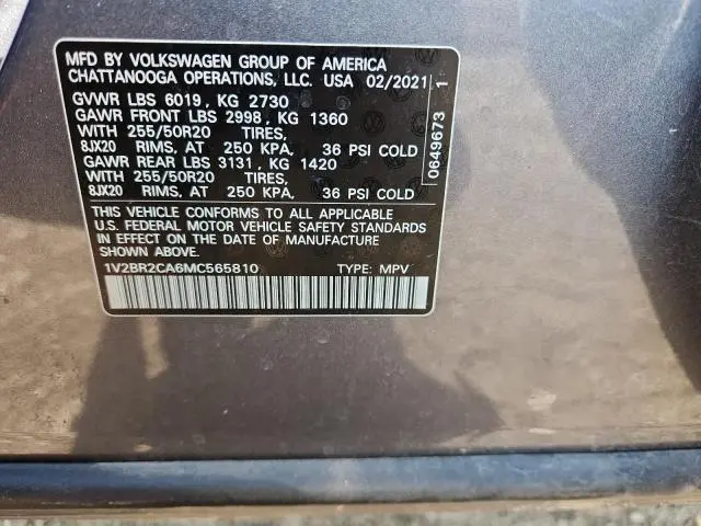 2021 VOLKSWAGEN ATLAS SEL  