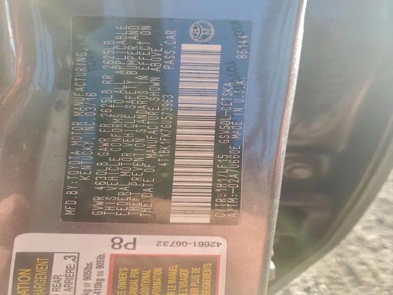 2016 TOYOTA CAMRY XSE  