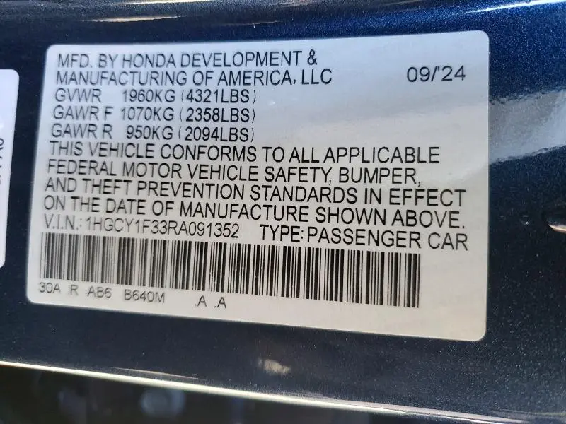 2024 HONDA ACCORD EX  