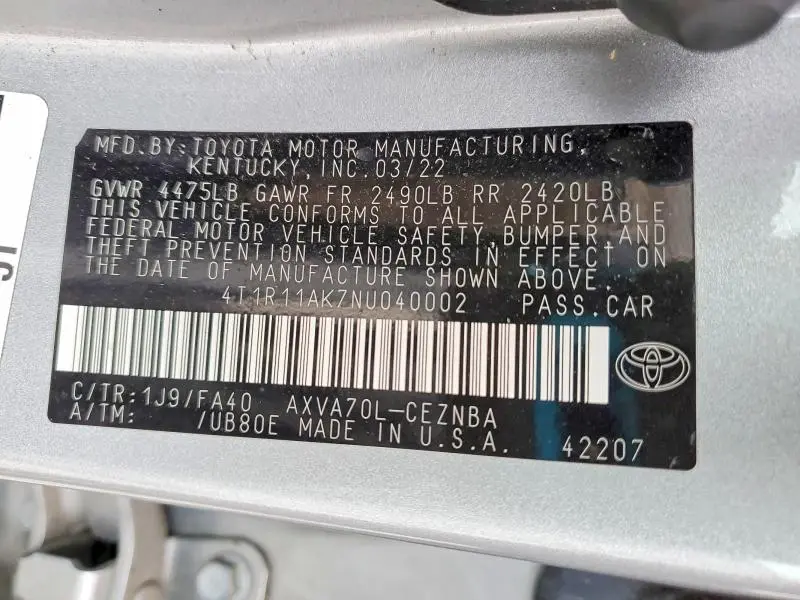 2022 TOYOTA CAMRY LE  