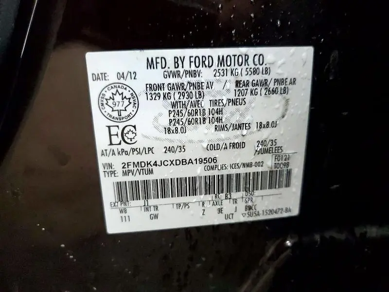 2013 FORD EDGE SEL  