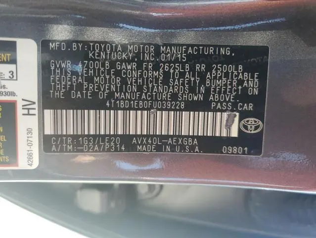 2015 TOYOTA AVALON HYBRID  