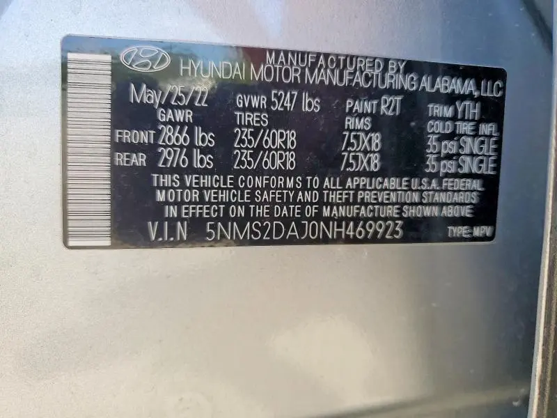 2022 HYUNDAI SANTA FE SEL  