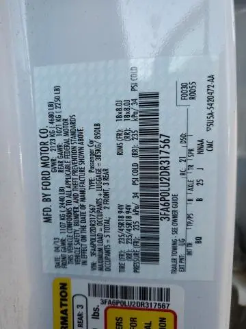 2013 FORD FUSION SE HYBRID  