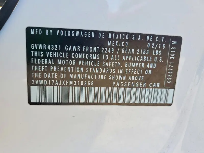 2015 VOLKSWAGEN JETTA SE  