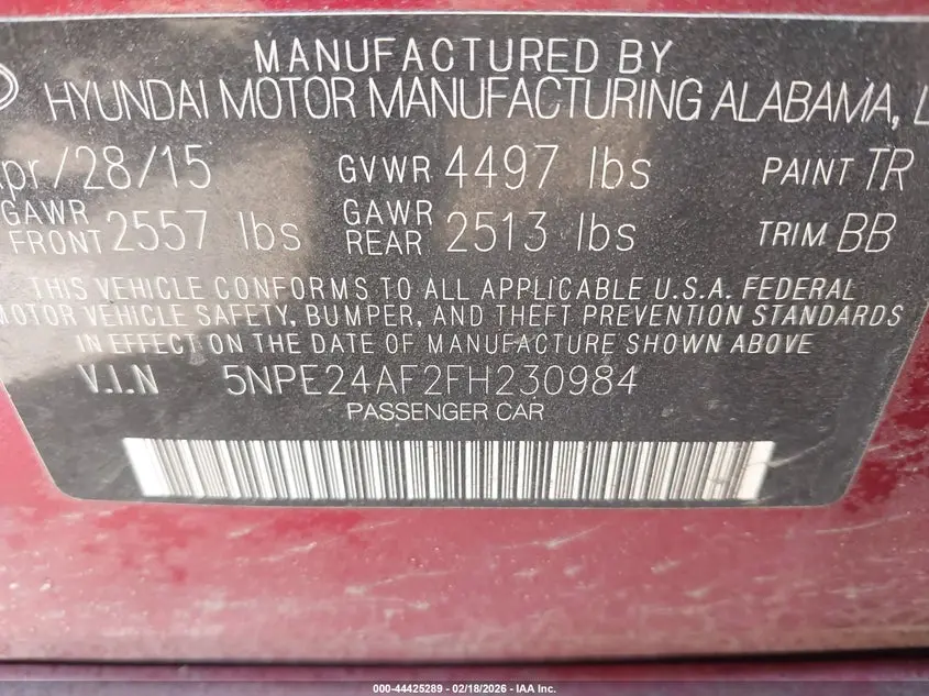 2015 HYUNDAI SONATA SE