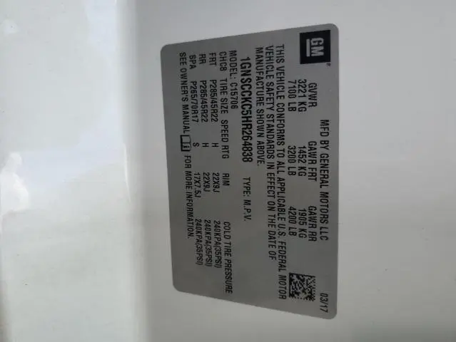 2017 CHEVROLET TAHOE C1500 PREMIER  