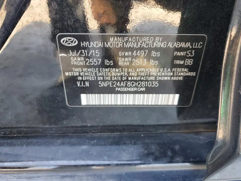 2016 HYUNDAI SONATA SE  