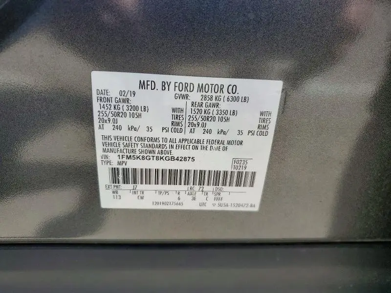 2019 FORD EXPLORER SPORT  