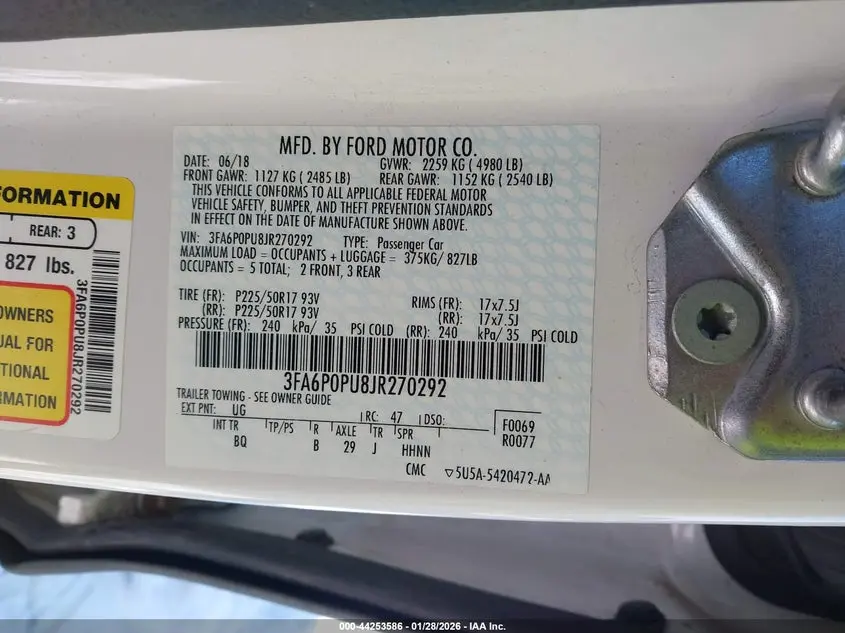 2018 FORD FUSION ENERGI SE LUXURY