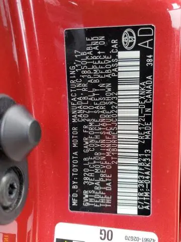 2018 TOYOTA COROLLA L  