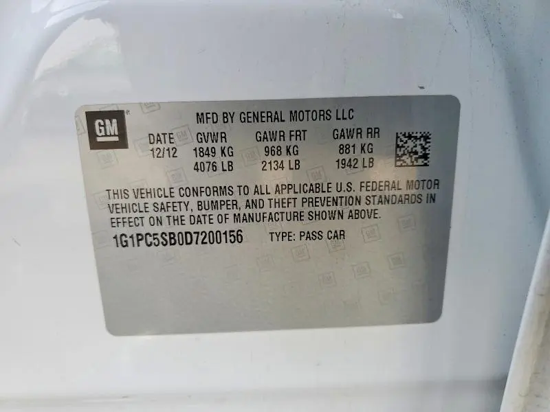 2013 CHEVROLET CRUZE LT  