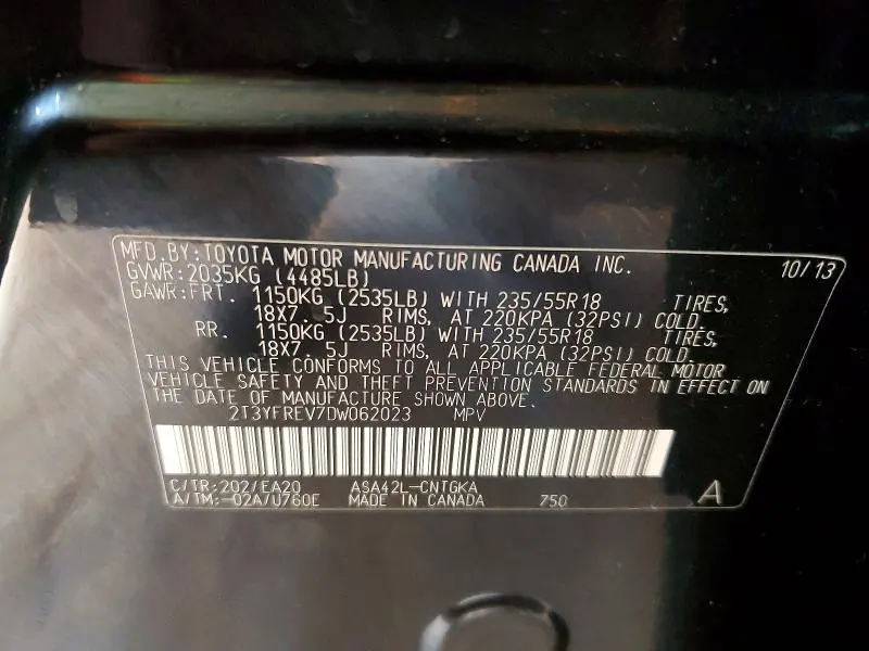 2013 TOYOTA RAV4 LIMITED  