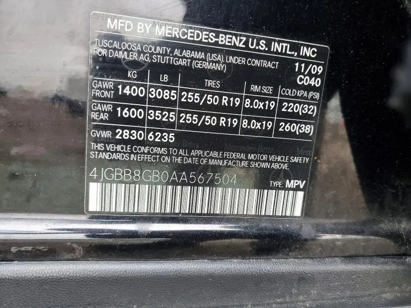 2010 MERCEDES-BENZ ML 350 4MATIC  