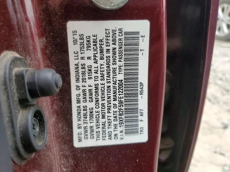 2015 HONDA CIVIC LX  