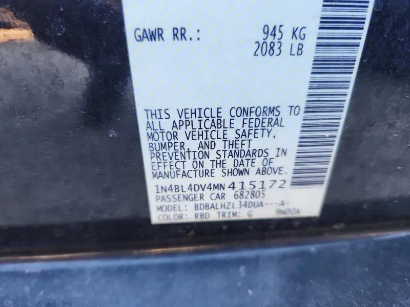 2021 NISSAN ALTIMA SV  