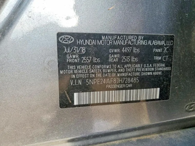 2018 HYUNDAI SONATA SE  
