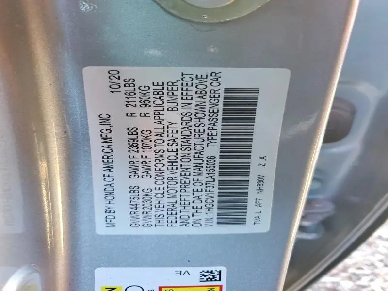 2020 HONDA ACCORD SPORT  