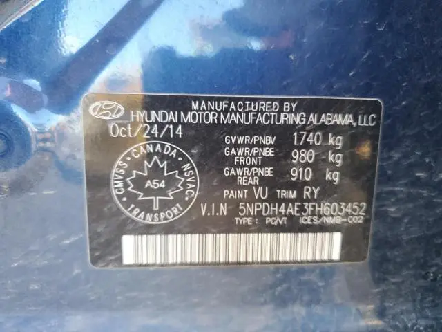 2015 HYUNDAI ELANTRA SE  