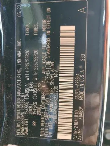 2022 TOYOTA HIGHLANDER LIMITED  