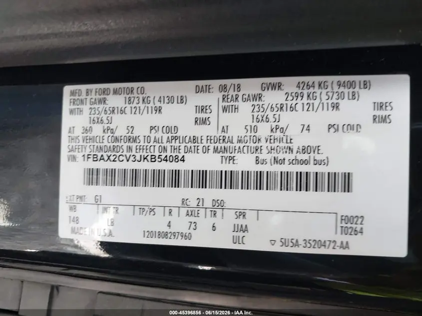 2018 FORD TRANSIT-350 XL/XLT