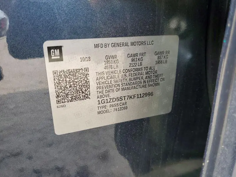 2019 CHEVROLET MALIBU LT  