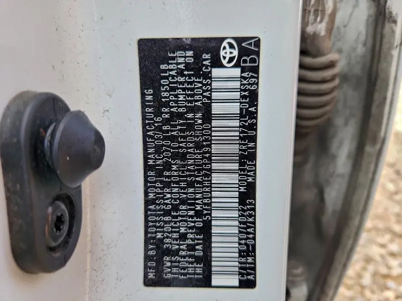 2016 TOYOTA COROLLA L  