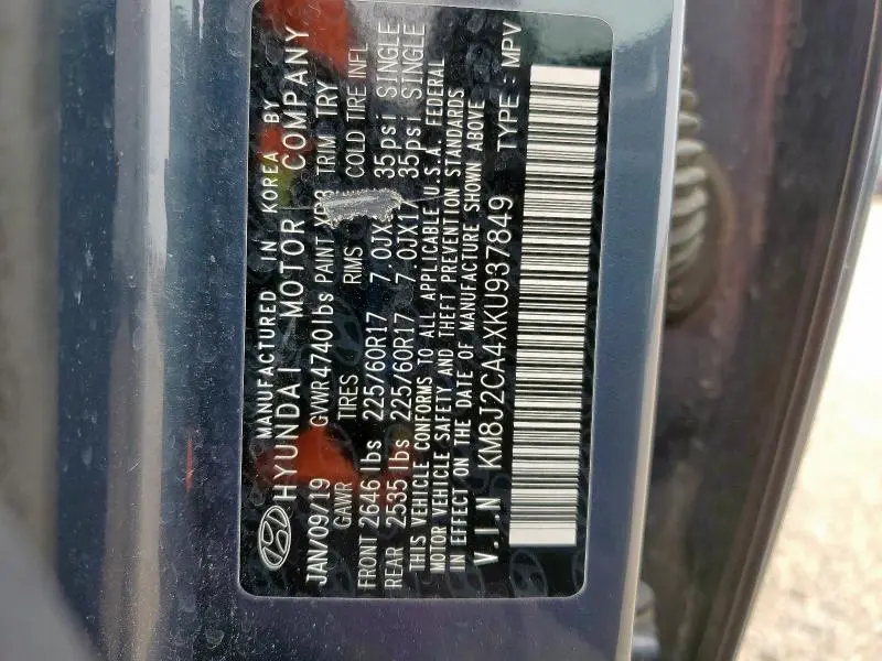 2019 HYUNDAI TUCSON SE  