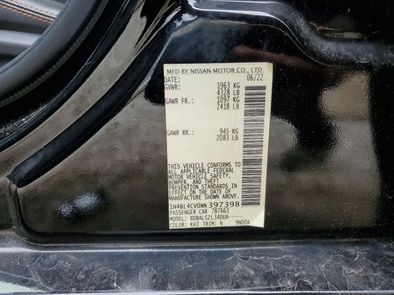 2022 NISSAN ALTIMA SR  