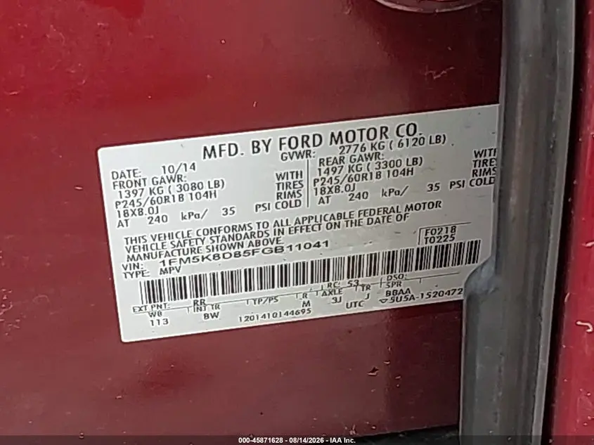 2015 FORD EXPLORER XLT