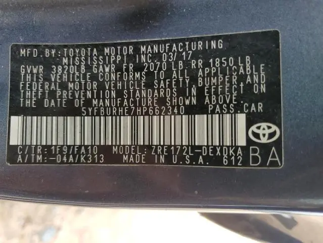 2017 TOYOTA COROLLA L