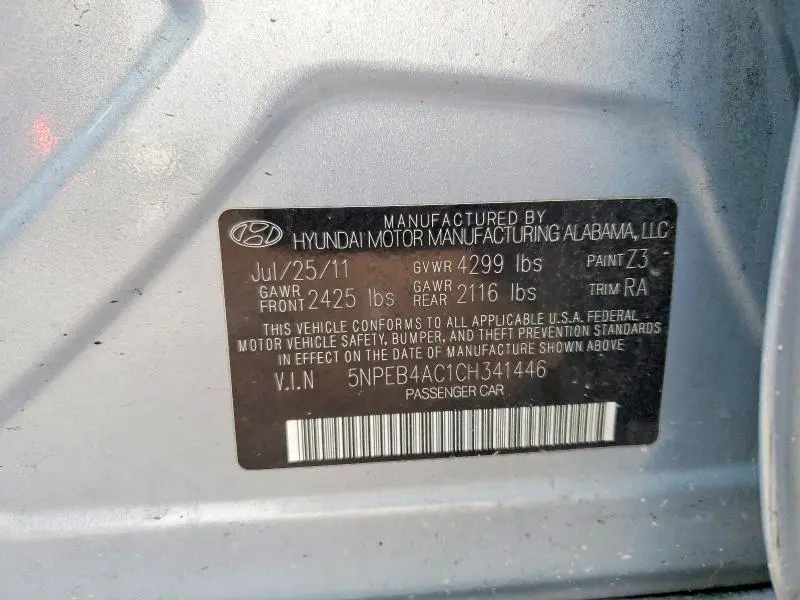 2012 HYUNDAI SONATA GLS  