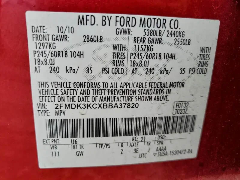 2011 FORD EDGE LIMITED  