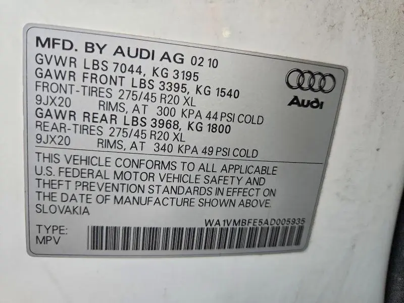 2010 AUDI Q7 PRESTIGE  