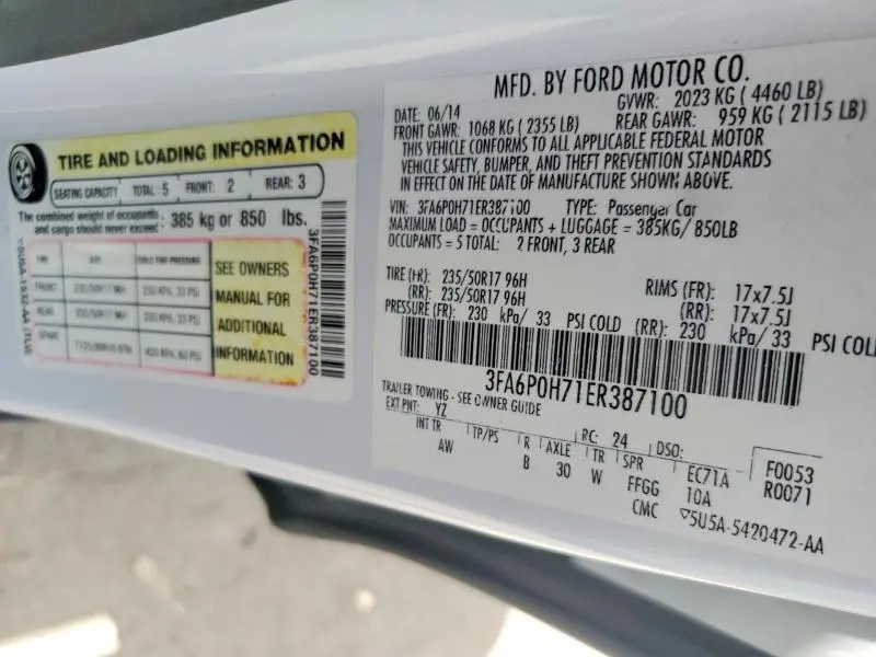 2014 FORD FUSION SE  